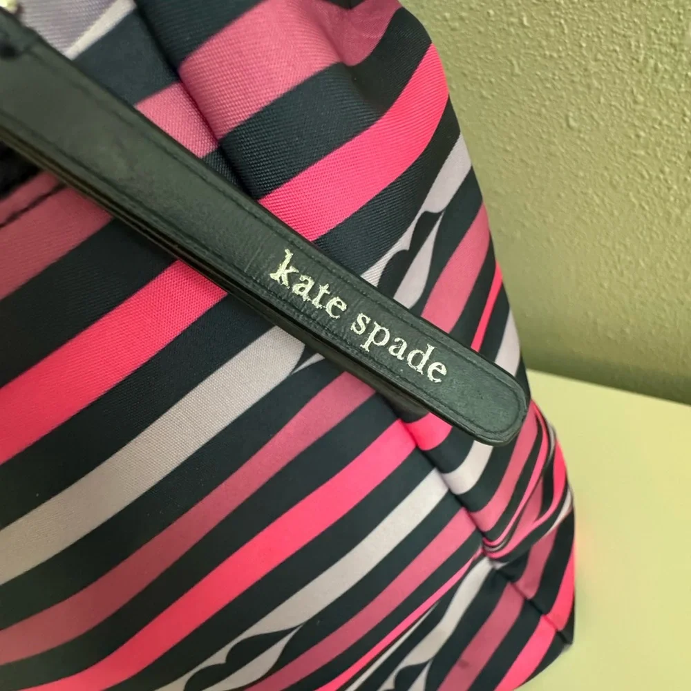 Kate Spade Jae Nylon Striped with Lip Print Tote Bag